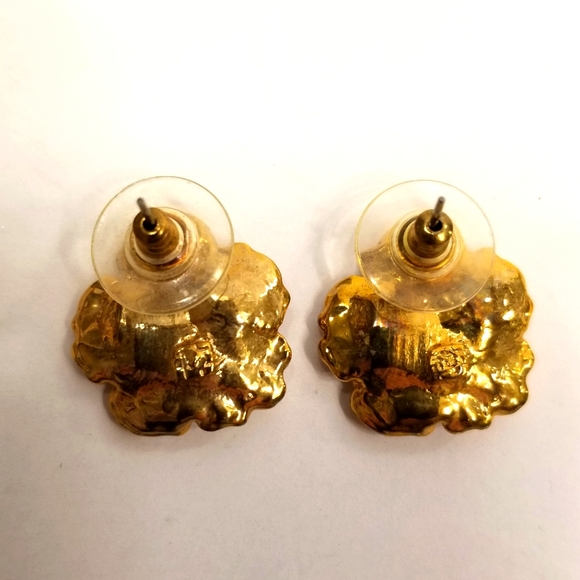 ✅969CK NEW Charles Klein Gold-Tone & Pink Enamel Post Earrings Gorgeous feminine - Picture 2 of 7